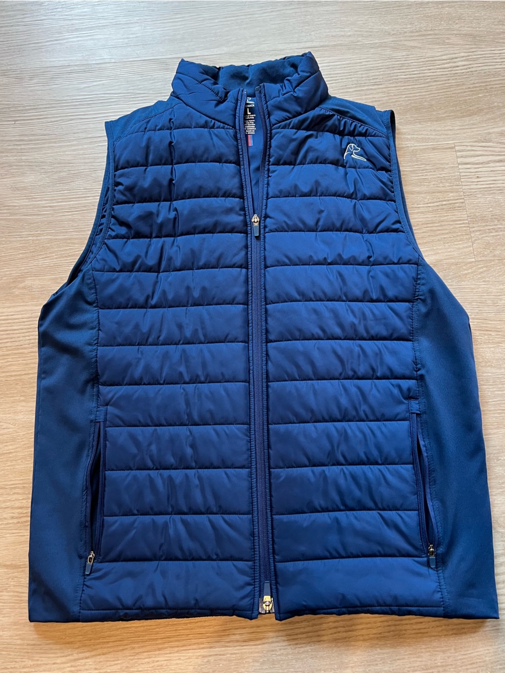 Rhoback Mens Large Fulton Performance Vest Navy Blue Quilted Puffer Golf Active